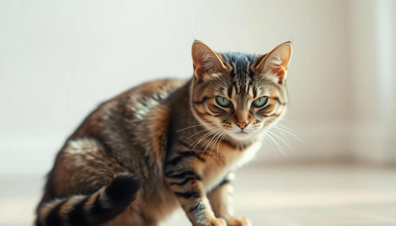 A cat turning away from its owner in frustration.