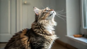 A veterinarian examining a cat with rapid breathing symptoms.