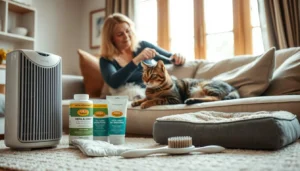 Close-up of cat medication and a pill organizer on a vet table.