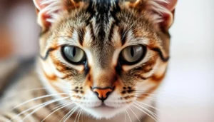 A worried pet owner watching their cat ignore food.